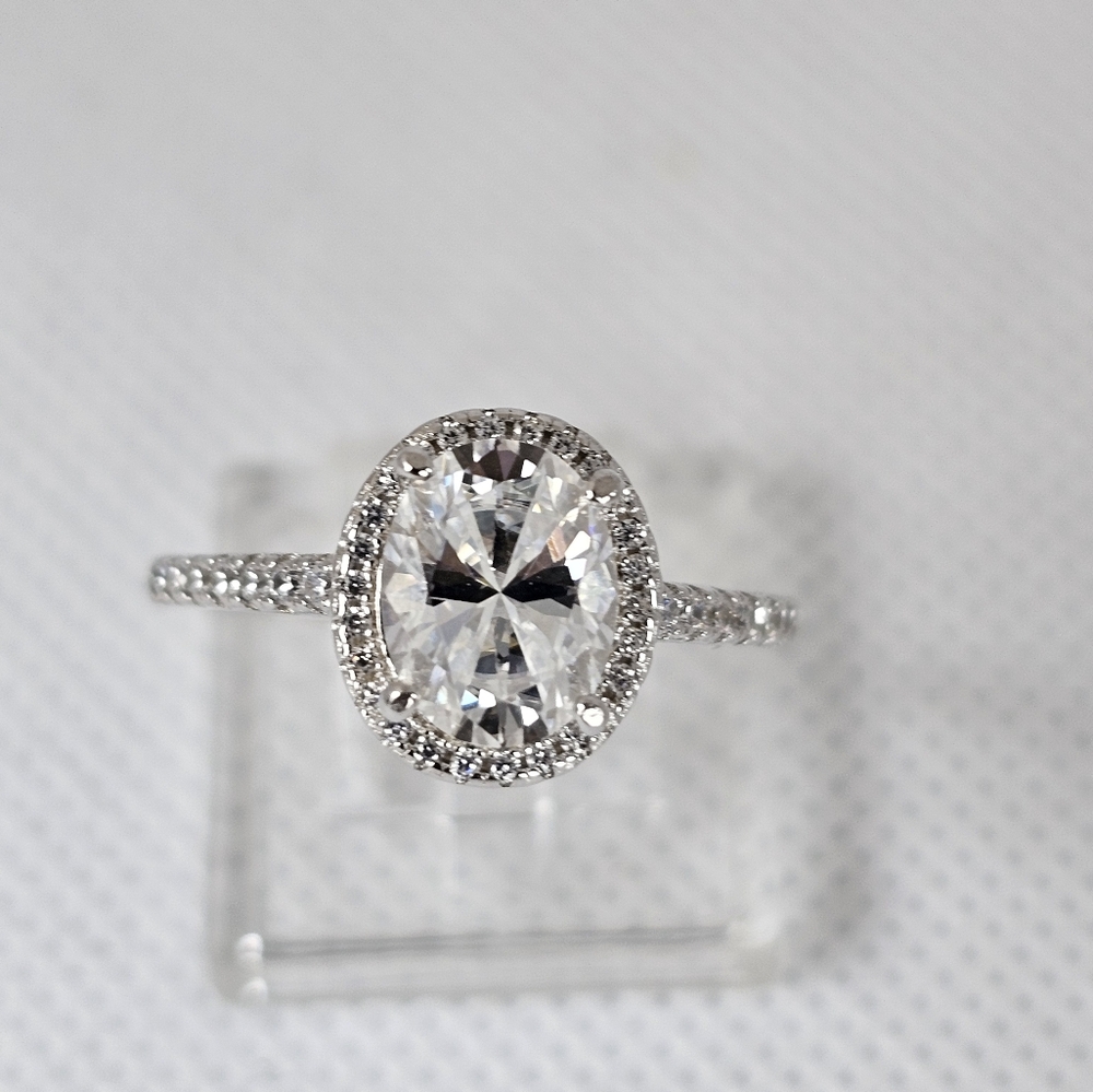 Certified GRA Moissanite Ring 18k White Gold over Sterling Silver Sz 8! … - Picture 12 of 17